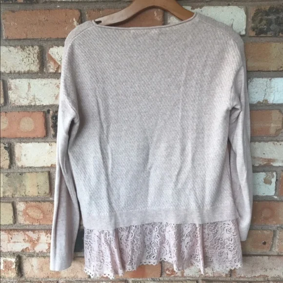 Anthropologie Knitted & Knotted Sweater with lace underlay